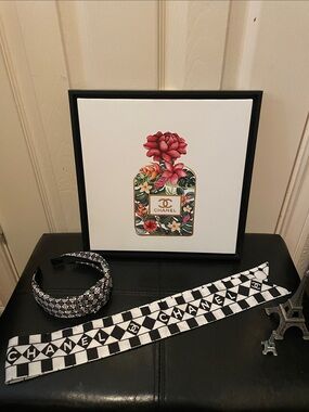Black & White Logo Checkered Twilly and headband.Closet Clearout no returns.